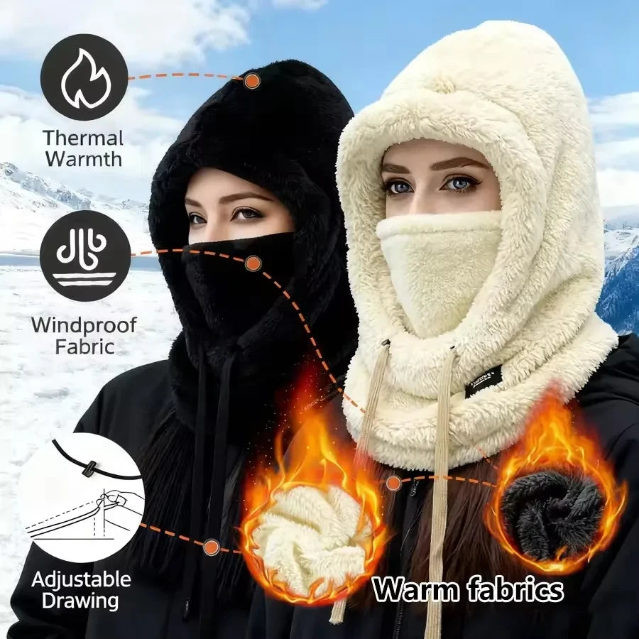 Winter Thermal Beanie Hat with Scarf and Mask